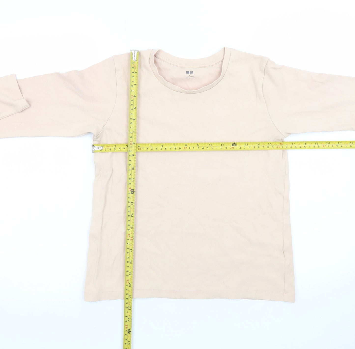 Uniqlo Women's Beige Long Sleeve Cotton Stretch T-Shirt Size S