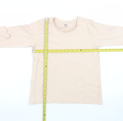 Uniqlo Women's Beige Long Sleeve Cotton Stretch T-Shirt Size S