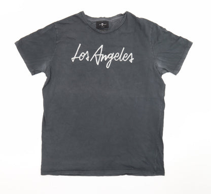 7 For All Mankind Men's Grey Los Angeles Cotton T-Shirt Size L