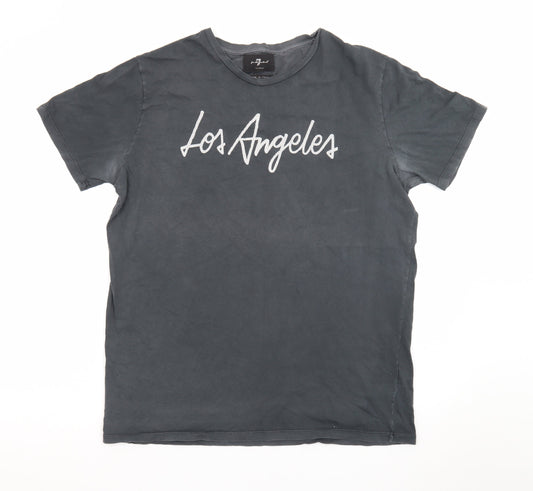 7 For All Mankind Men's Grey Los Angeles Cotton T-Shirt Size L