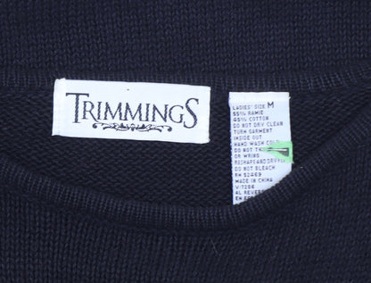 Trimmings Women's Black Sequin Embellished Knit Jumper Medium