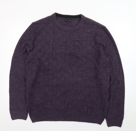 Geoffrey Beene Men's Purple Wool Crew Neck Pullover Jumper L