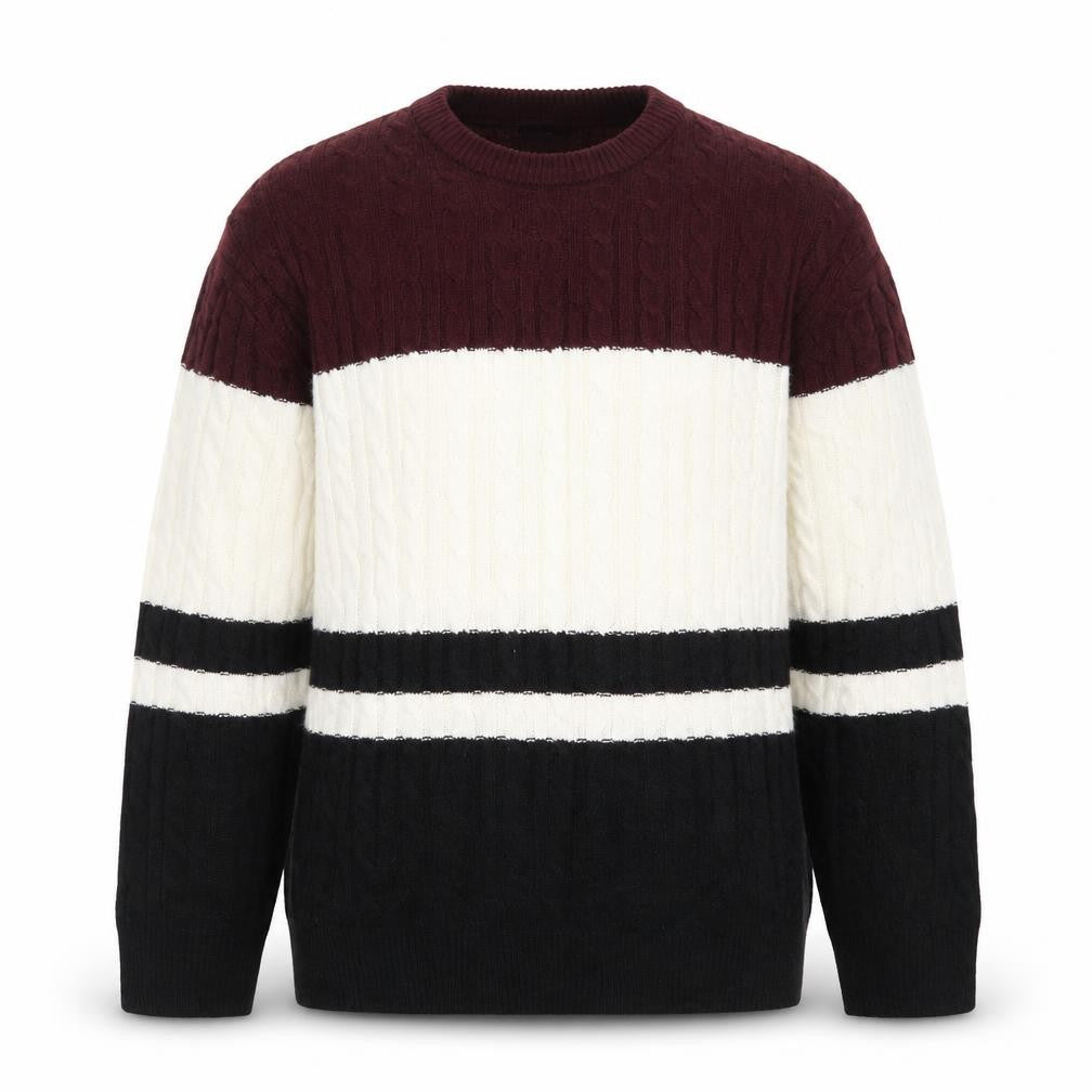 Confirm Men's Multicoloured Cable-Knit Pullover Jumper Size L