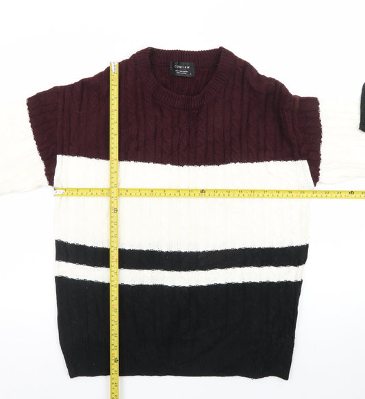 Confirm Men's Multicoloured Cable-Knit Pullover Jumper Size L
