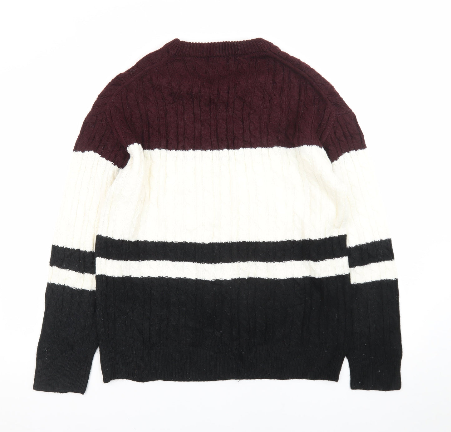 Confirm Men's Multicoloured Cable-Knit Pullover Jumper Size L