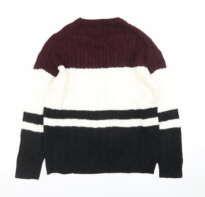 Confirm Men's Multicoloured Cable-Knit Pullover Jumper Size L