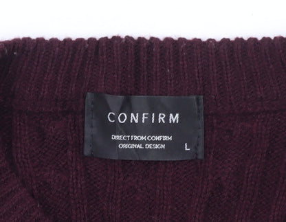 Confirm Men's Multicoloured Cable-Knit Pullover Jumper Size L