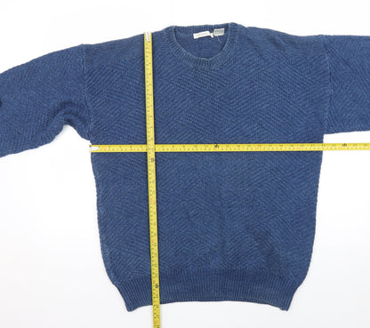 Claiborne Mens Blue Linen Cotton Crew Neck Pullover Jumper L