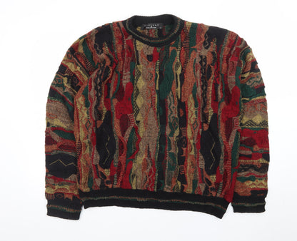 Protege Men’s Multicoloured 90s Retro Knit Chunky Pullover Jumper L