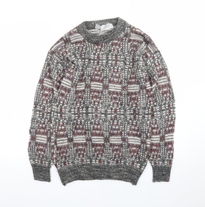 Cambio Italia Men's Grey Geometric Wool Acrylic Knit Jumper M
