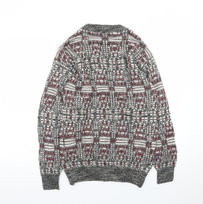 Cambio Italia Men's Grey Geometric Wool Acrylic Knit Jumper M