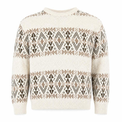 Van Heusen Mens Beige Geometric Knit Cotton Jumper L