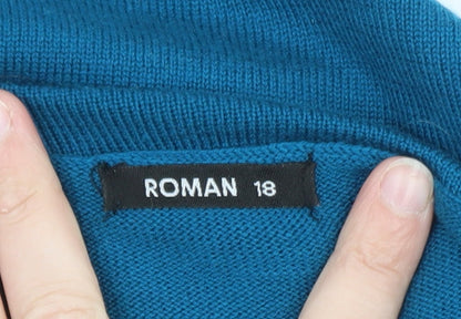 Roman Women’s Blue Colourblock Roll Neck Jumper Dress Size 18