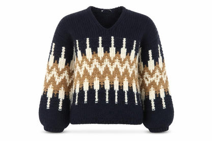 Zara Womens Multicoloured V-Neck Chunky Knit Jumper Size S