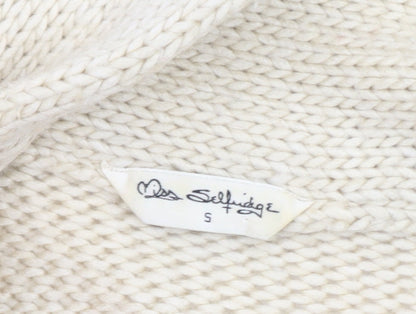 Miss Selfridge Women Beige Fair Isle Chunky Knit Cardigan S