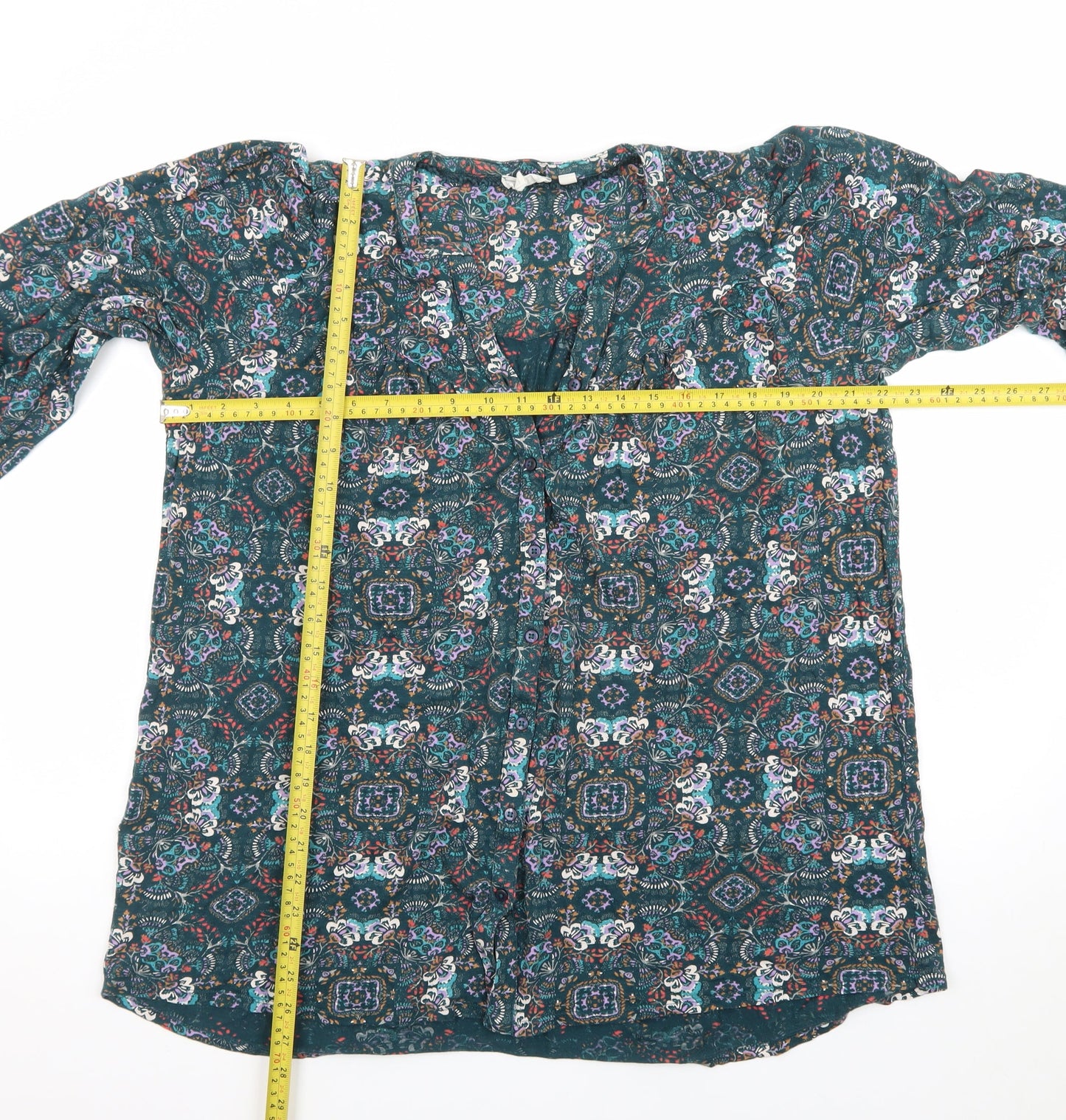 Fat Face Womens Blue Floral Bohemian Viscose Tunic Blouse UK 12