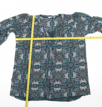 Fat Face Womens Blue Floral Bohemian Viscose Tunic Blouse UK 12