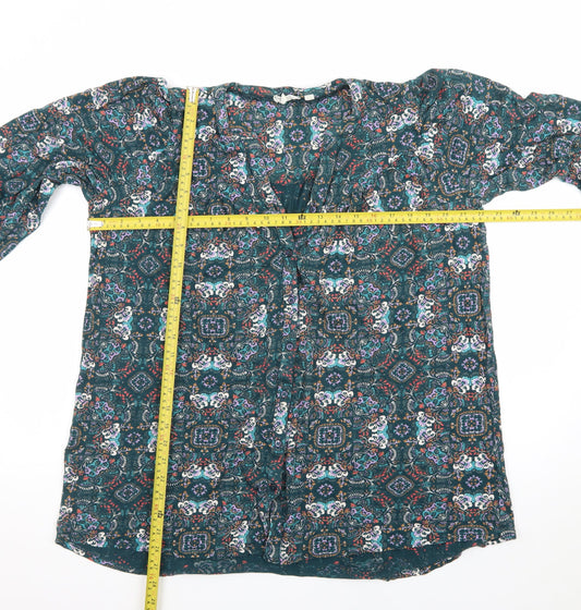 Fat Face Womens Blue Floral Bohemian Viscose Tunic Blouse UK 12