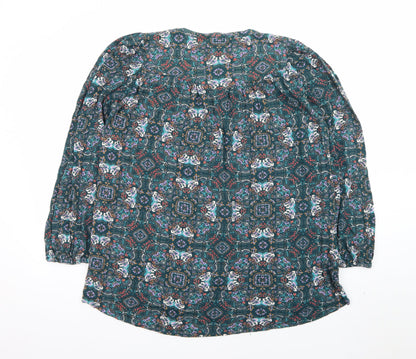 Fat Face Womens Blue Floral Bohemian Viscose Tunic Blouse UK 12