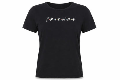 FRIENDS Womens Black Cotton T-Shirt Size 10 Short Sleeve Crew Neck