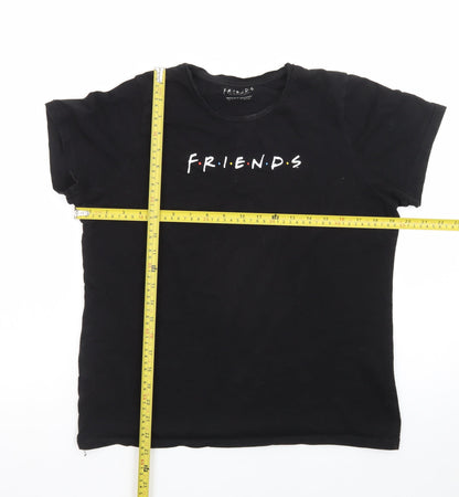 FRIENDS Womens Black Cotton T-Shirt Size 10 Short Sleeve Crew Neck