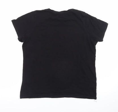 FRIENDS Womens Black Cotton T-Shirt Size 10 Short Sleeve Crew Neck