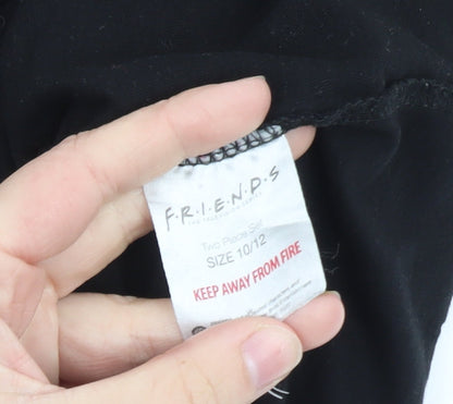FRIENDS Womens Black Cotton T-Shirt Size 10 Short Sleeve Crew Neck
