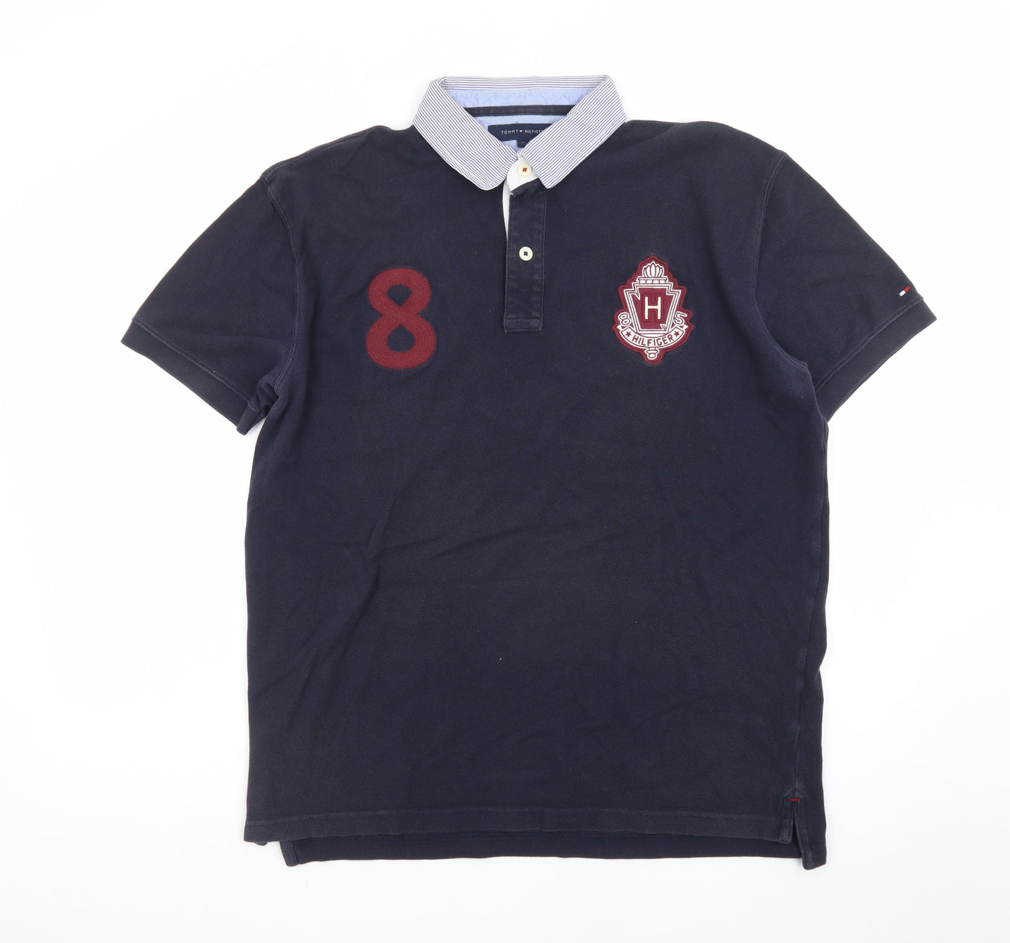 Tommy Hilfiger Men's Blue L Polo Shirt Embroidered Logo Preppy Style