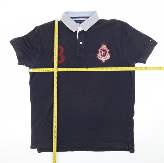 Tommy Hilfiger Men's Blue L Polo Shirt Embroidered Logo Preppy Style