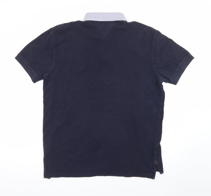 Tommy Hilfiger Men's Blue L Polo Shirt Embroidered Logo Preppy Style