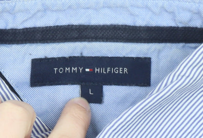 Tommy Hilfiger Men's Blue L Polo Shirt Embroidered Logo Preppy Style