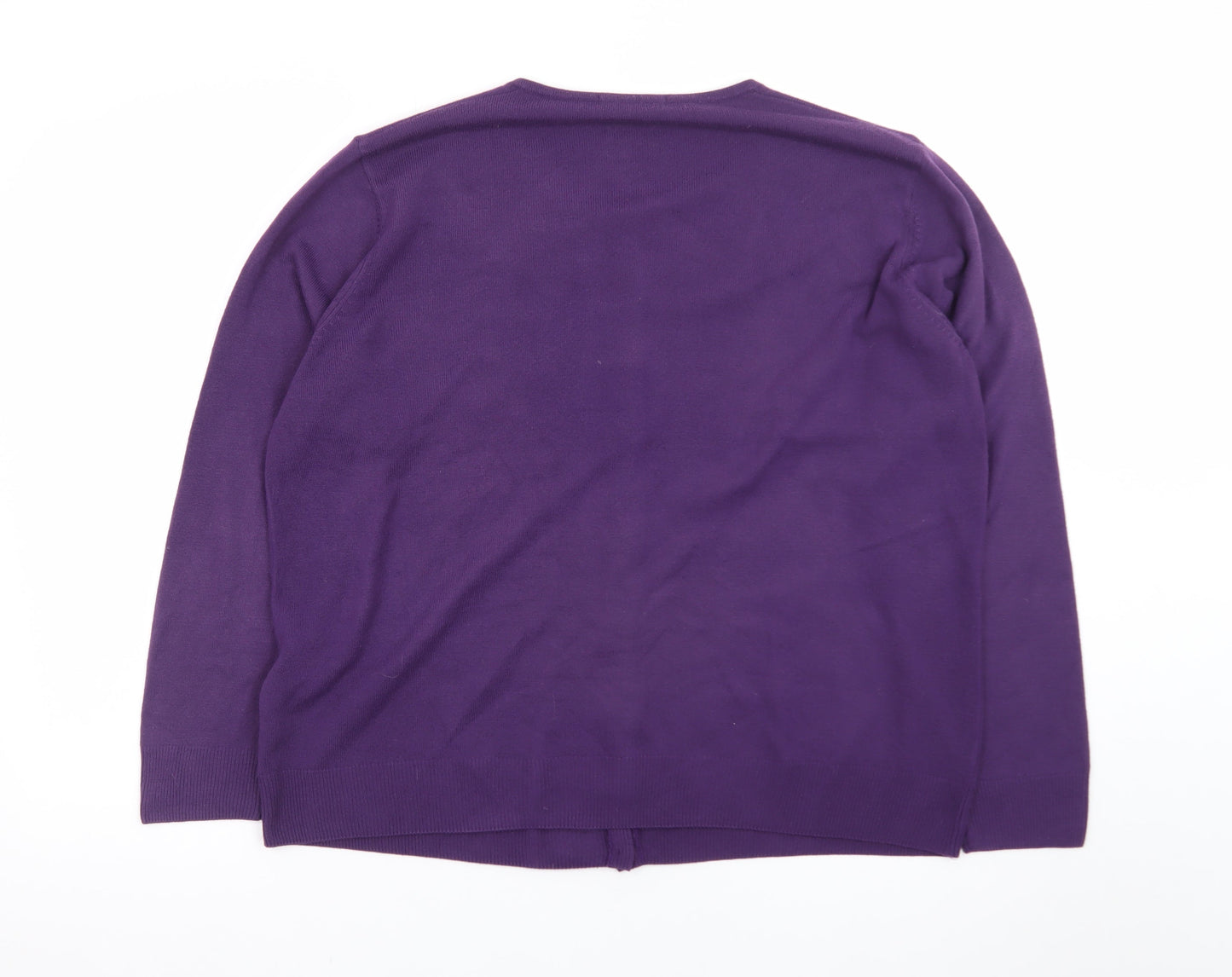 Marks and Spencer Women's Purple Beaded Crew Neck Cardigan Size 22