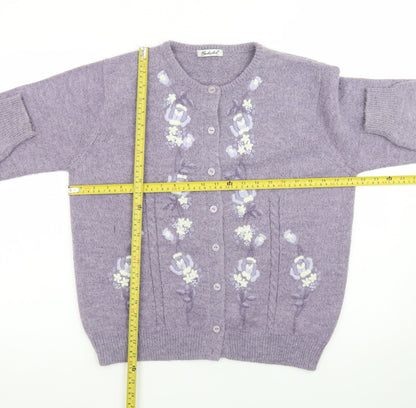 Berkertex Women Purple Floral Embroidered Cardigan Size 14-16