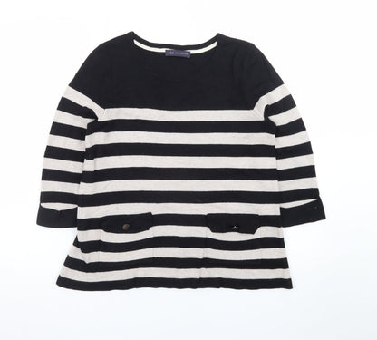 Marks and Spencer Women’s Black Striped Tunic Top UK 12 3/4 Sleeve