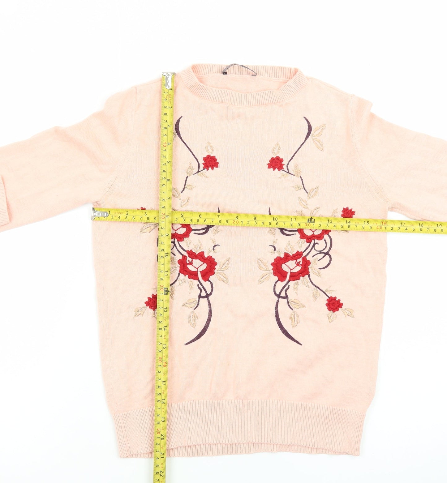 Marks and Spencer Women Pink Embroidered Cotton Jumper Size 6