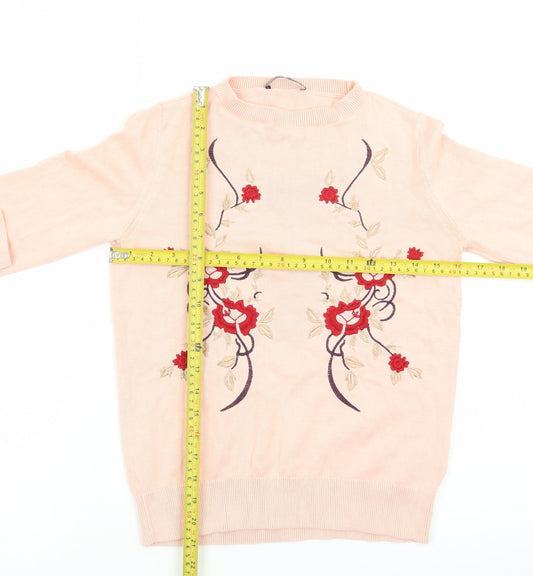 Marks and Spencer Women Pink Embroidered Cotton Jumper Size 6