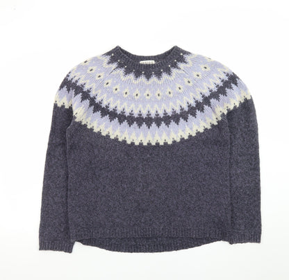 Marks and Spencer Women’s Grey Fair Isle Wool Blend Jumper Size 14
