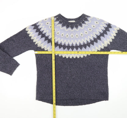 Marks and Spencer Women’s Grey Fair Isle Wool Blend Jumper Size 14