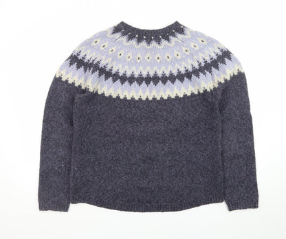 Marks and Spencer Women’s Grey Fair Isle Wool Blend Jumper Size 14