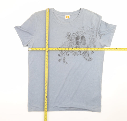 BOSS Orange Men's Blue Graphic Paisley Crew Neck Cotton T-Shirt M