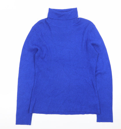 Togo Womens Blue Roll Neck Long Sleeve Pullover Jumper Size L