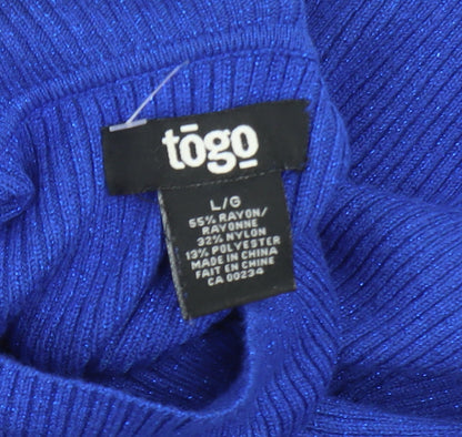 Togo Womens Blue Roll Neck Long Sleeve Pullover Jumper Size L