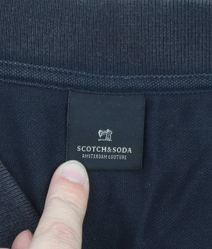 Scotch & Soda Men's Black XL Cotton Short Sleeve Polo Shirt