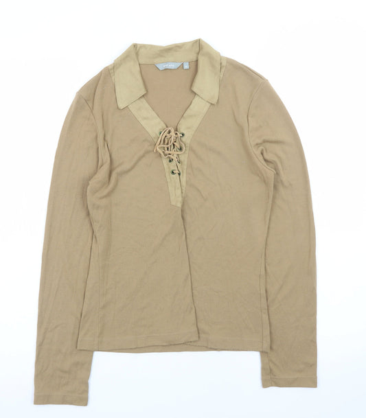 Marks and Spencer Per Una Women's Beige Lace Up Tunic Blouse Size 12