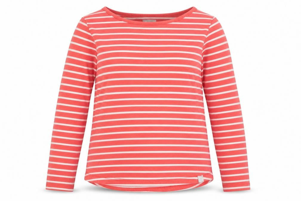 Fat Face Women Pink Striped Long Sleeve Cotton Breton T-Shirt UK 12