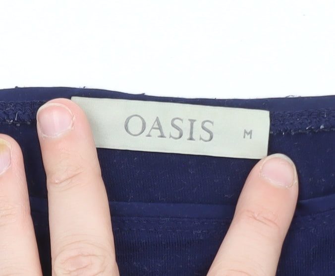 Oasis Women's Blue White Striped Boat Neck Long Sleeve Top M