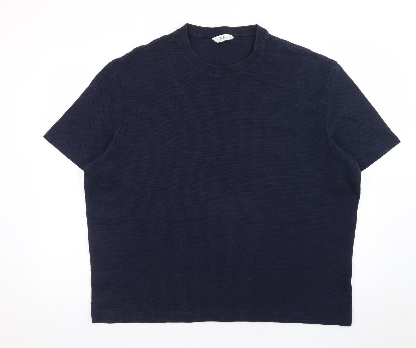 Marks and Spencer Men’s Navy Blue 2XL Regular Fit Crew Neck Cotton T-Shirt