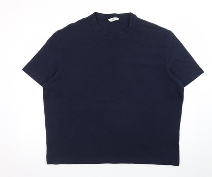 Marks and Spencer Men’s Navy Blue 2XL Regular Fit Crew Neck Cotton T-Shirt