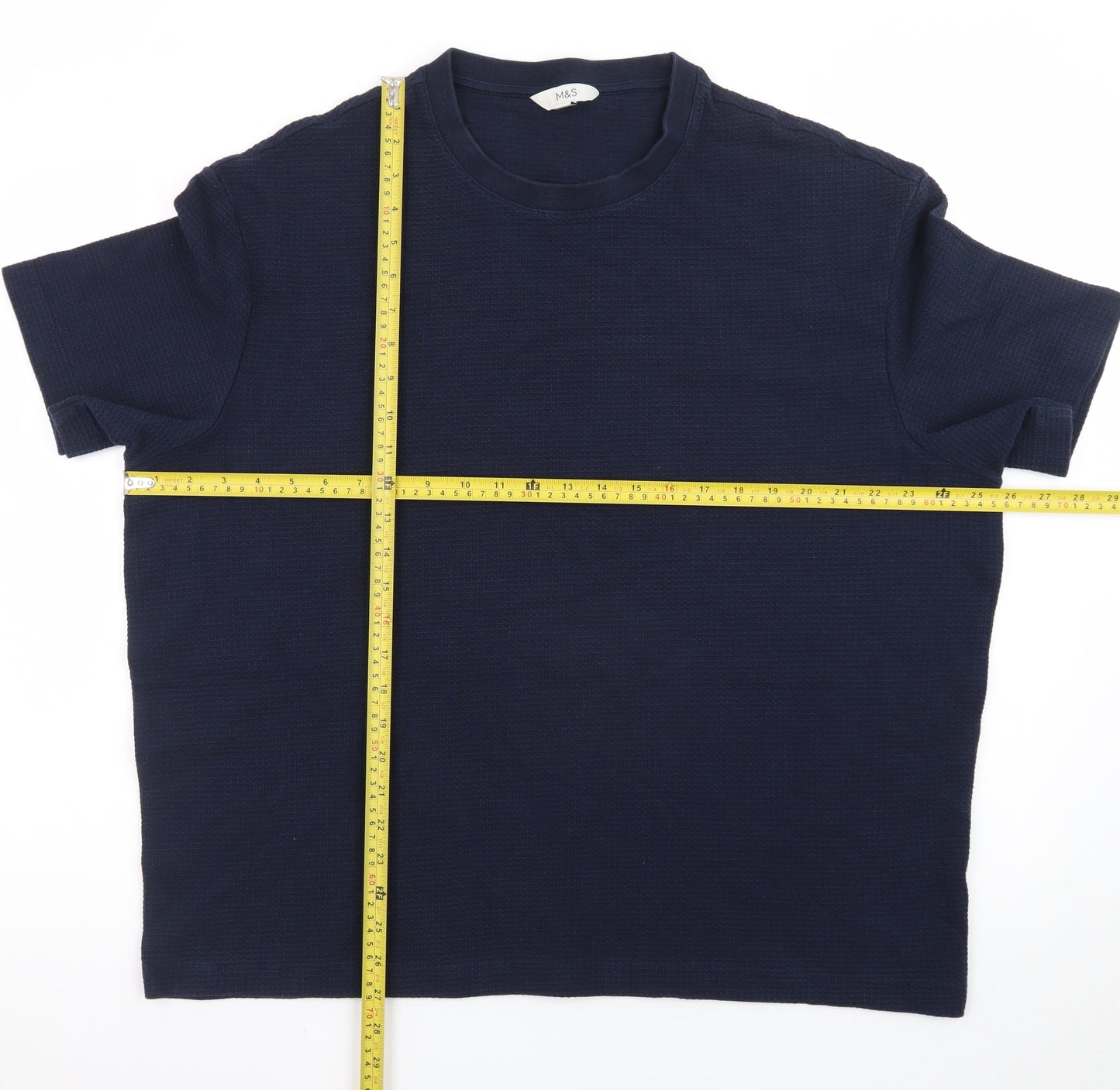 Marks and Spencer Men’s Navy Blue 2XL Regular Fit Crew Neck Cotton T-Shirt