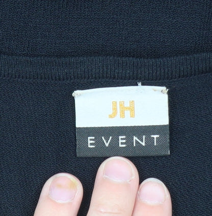 JH Event Women Black Beaded Short Sleeve Pullover Jumper Size 16